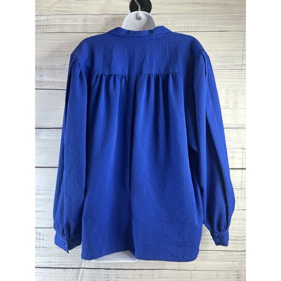 Vintage Oscar De La Renta Collectables Womans 40/20w Royal Blue Blouse Career - Picture 6 of 13